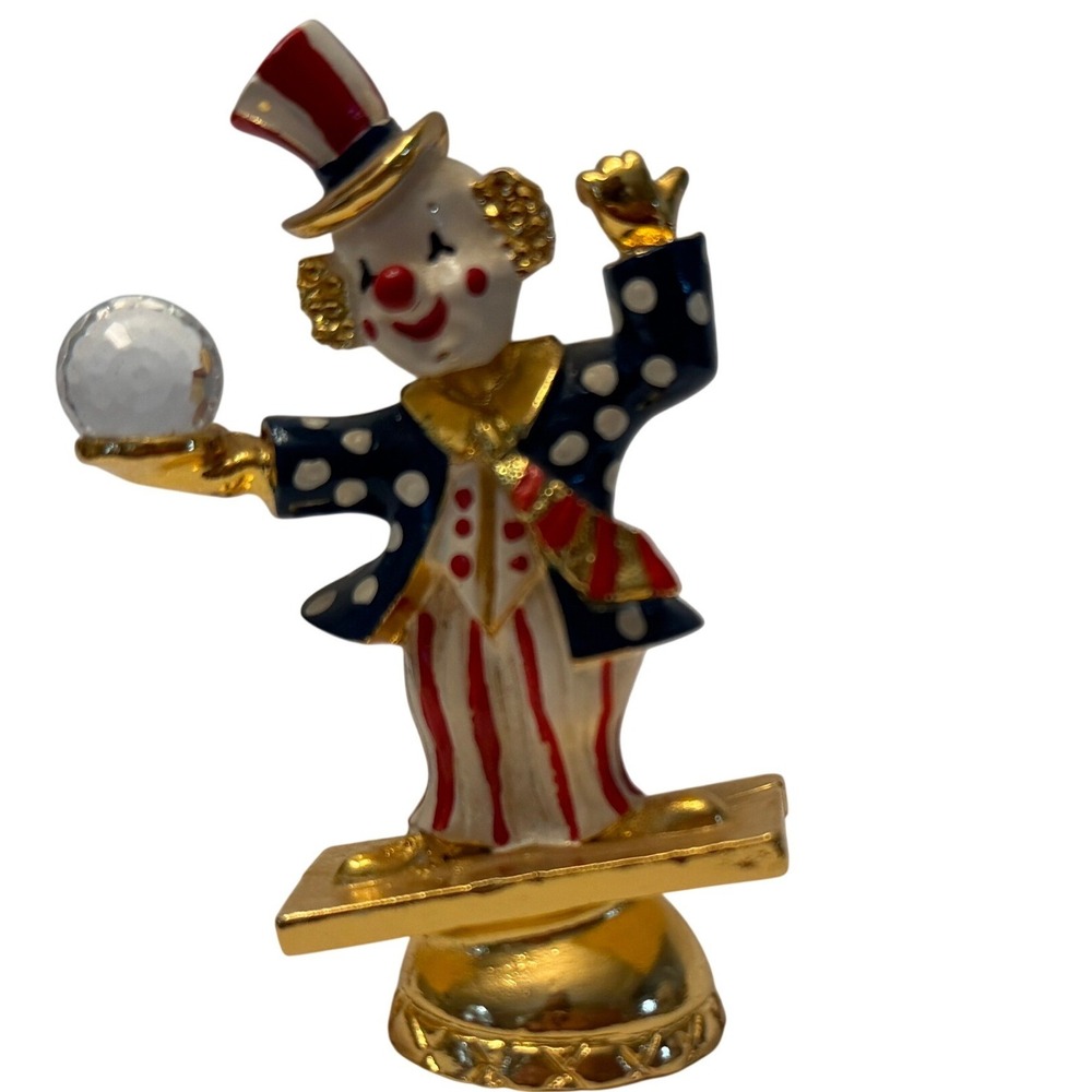 Spoontiques Pewter Clown Figurine Crystal Ball Enamel Collectible KM463 USA